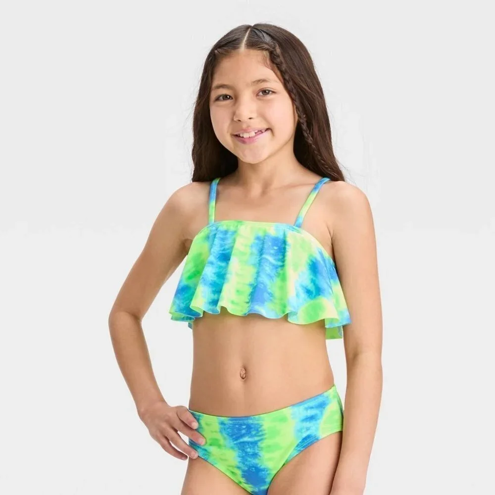 Cat & Jack‎ Youth Girls XS 4/5 Sweet Popsicle Tie Dye Bikini Set Blue/Green 154